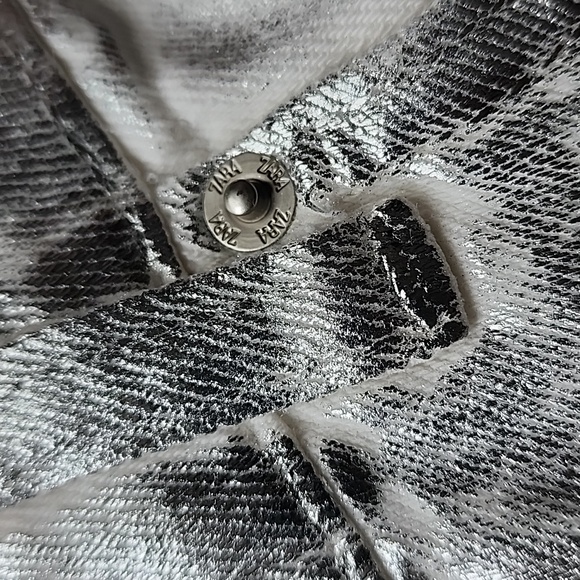 Zara Metallic Silver Foil Jean Ultra High Waist Straight Wide A Blogger Fav! - Picture 16 of 16